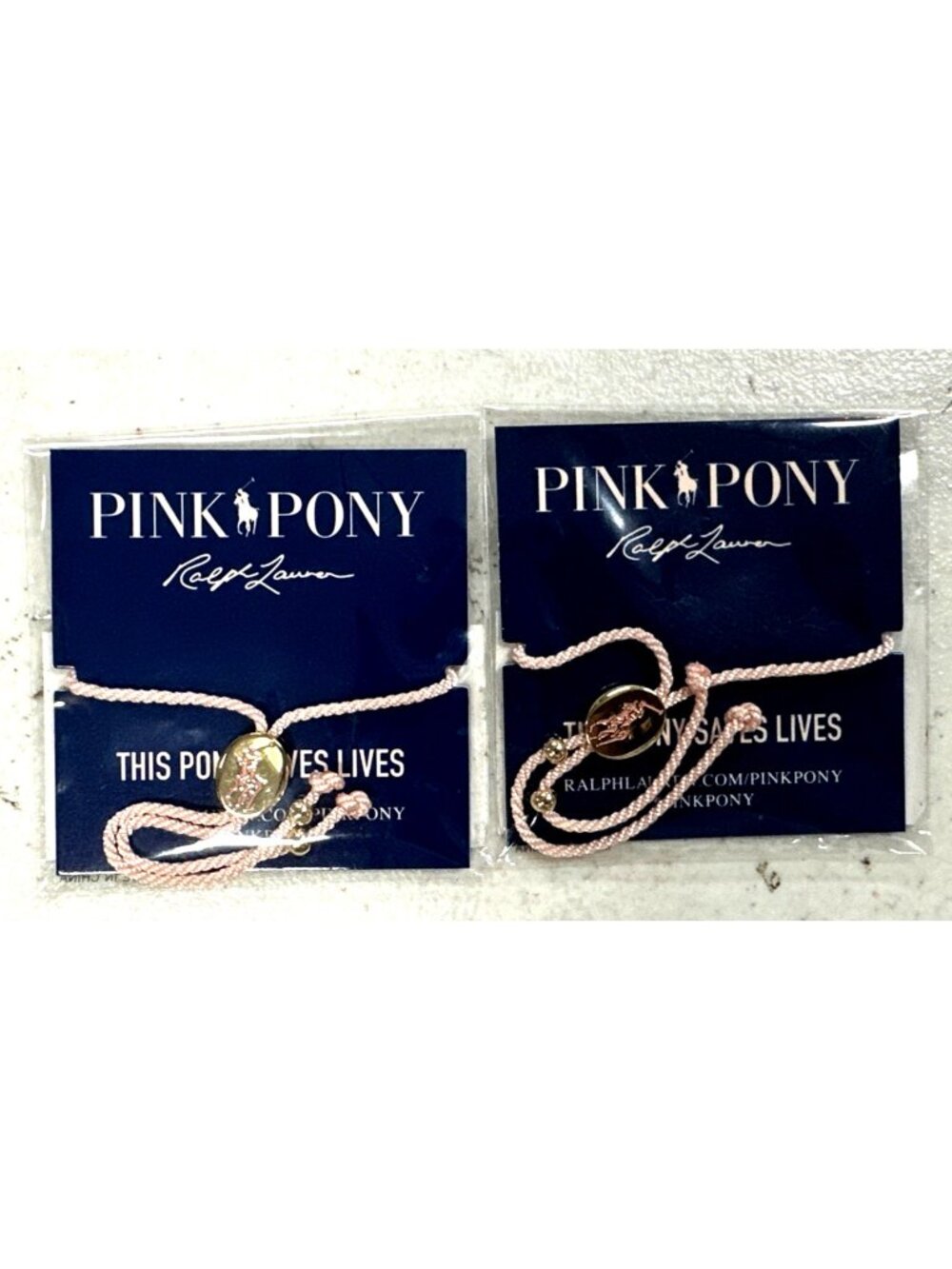 Polo Ralph Lauren Light Pink Pony Bracelet Cancer Awareness 2-PACKS